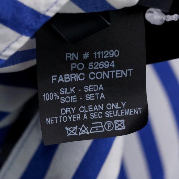 Derek Lam 10 Crosby White and Blue Striped Silk Lace-Inset Layered Blouse - Picture 10 of 11